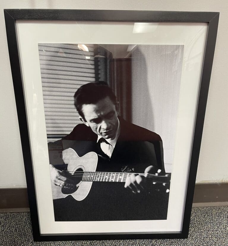 Johnny Cash With Guitar Black & White Portrait