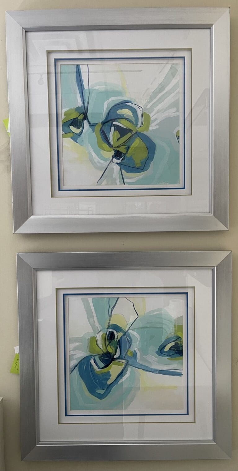 Aqua Botanical Abstract Framed Art