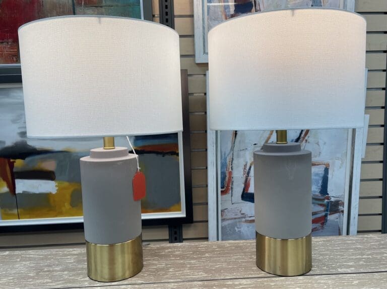 Modern Gray & Brass Table Lamp