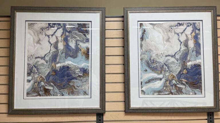 Indigo Marble Abstract Framed Art