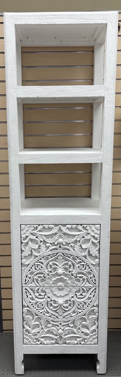Hand-Carved Floral Storage Tower